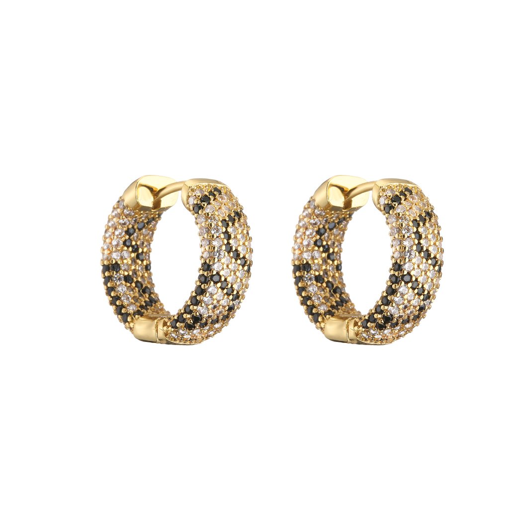 Micro-Inlaid Zircon Hoop Earrings Full-Diamond Leopard Print Pattern 3