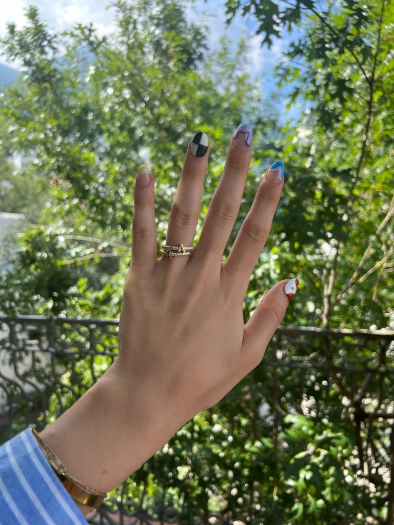 Gold-Plated Zircon Initial Ring (A-Z Adjustable) — view 3