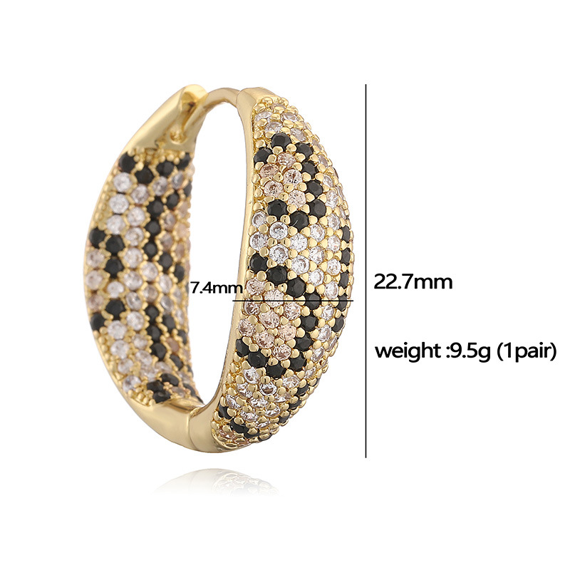 Luxury Leopard Print Crystal Hoop Earrings - Square Snakeskin Huggie Hinged Earrings 2