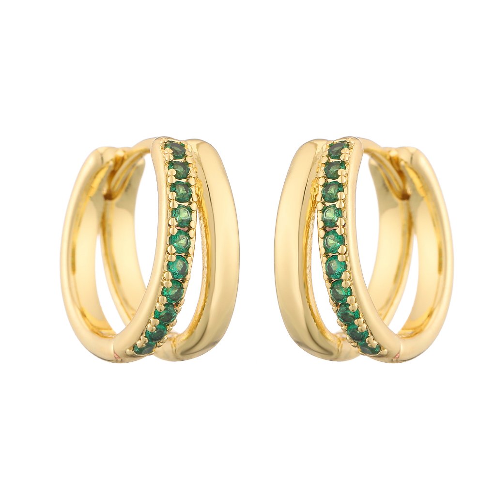 Advanced Dual-Ring Colorful Zirconia Hoop Huggie Earrings - Stylish Personalized Fashion Ear Accessory 9