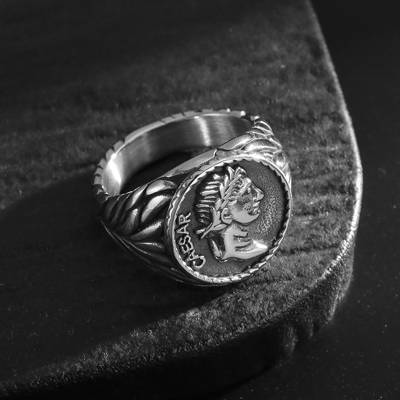 Roman Empire Caesar Coin Signet Ring — view 3