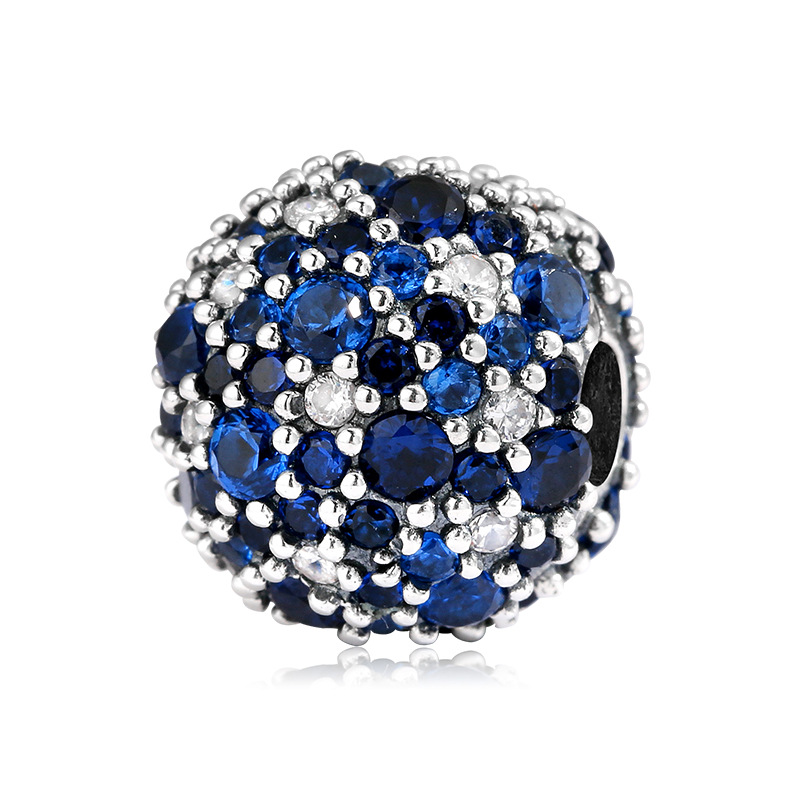 Clip Series 925 Sterling Silver Bead Charm - 5 Colors — Blue & White