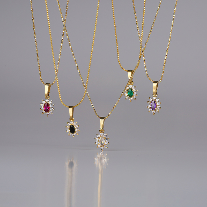 Micro-Pave Zircon Floral Pendant Necklace for Women - Elegant Flower Halo Jewelry