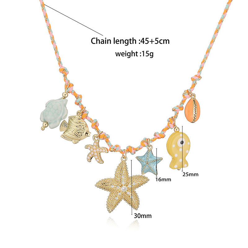 Sweet Dopamine Ocean-Themed Charm Necklace (Seashells, Starfish, Conch, Tropical Fish, Sea Turtle) — view 2