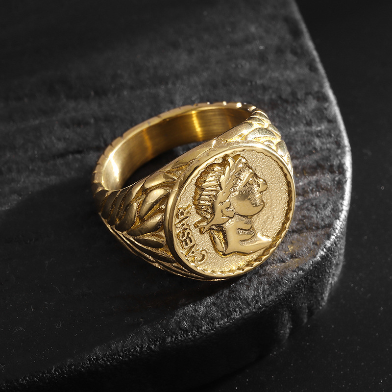 Roman Empire Caesar Coin Signet Ring — view 2