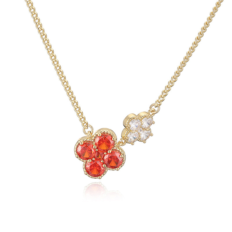 18K Gold Plated Colorful Crystal Flower Necklace - Elegant Floral Clavicle Chain 13