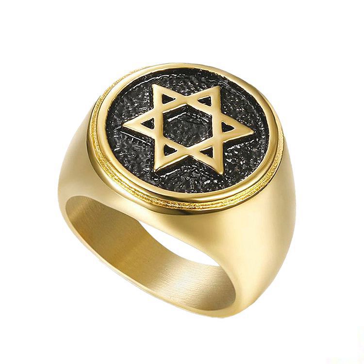 Gold-Plated Star of David Signet Ring — Rings | MAOLE Fine Jewelry