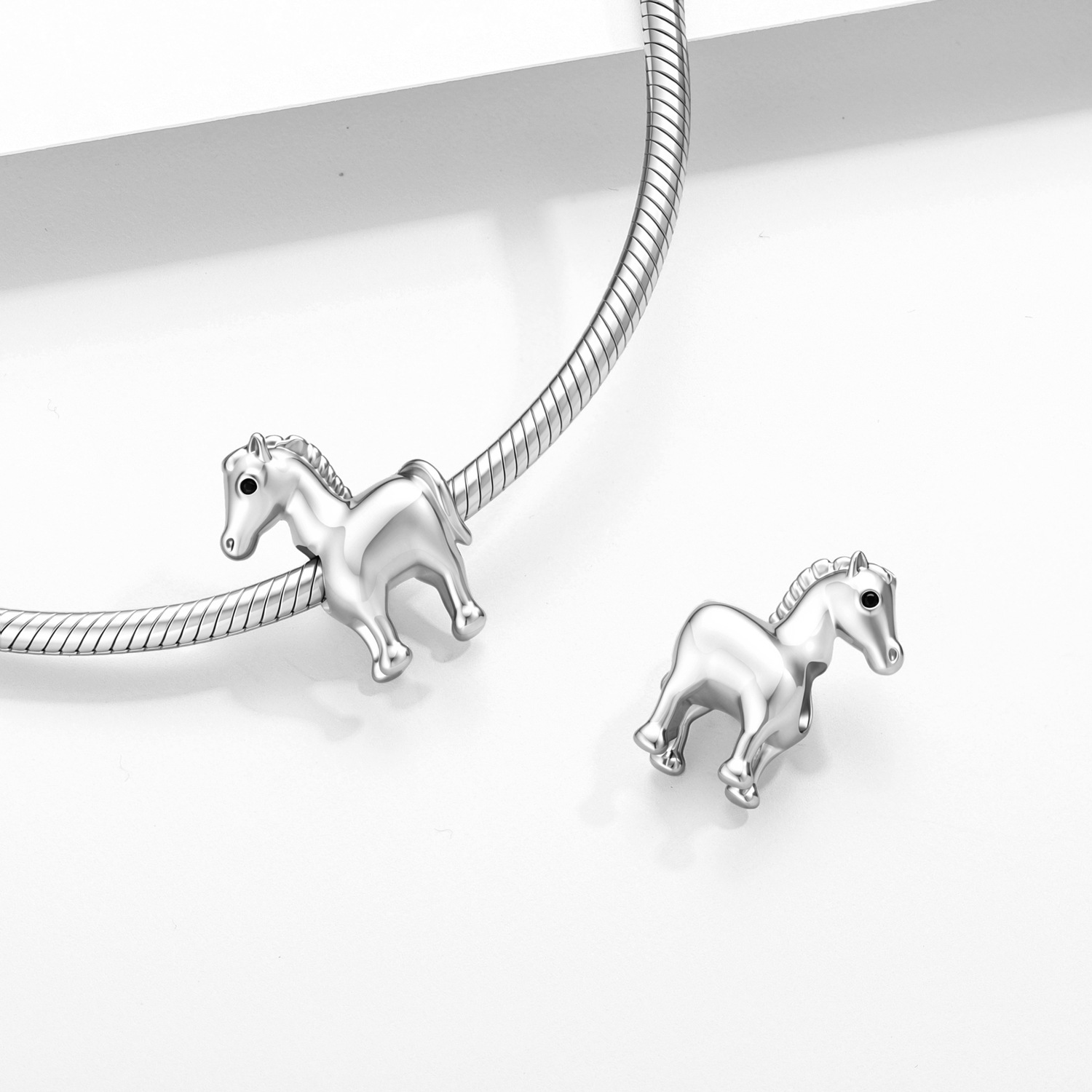 S925 Sterling Silver Horse Charm - Animal Shape Bracelet Bead — view 3