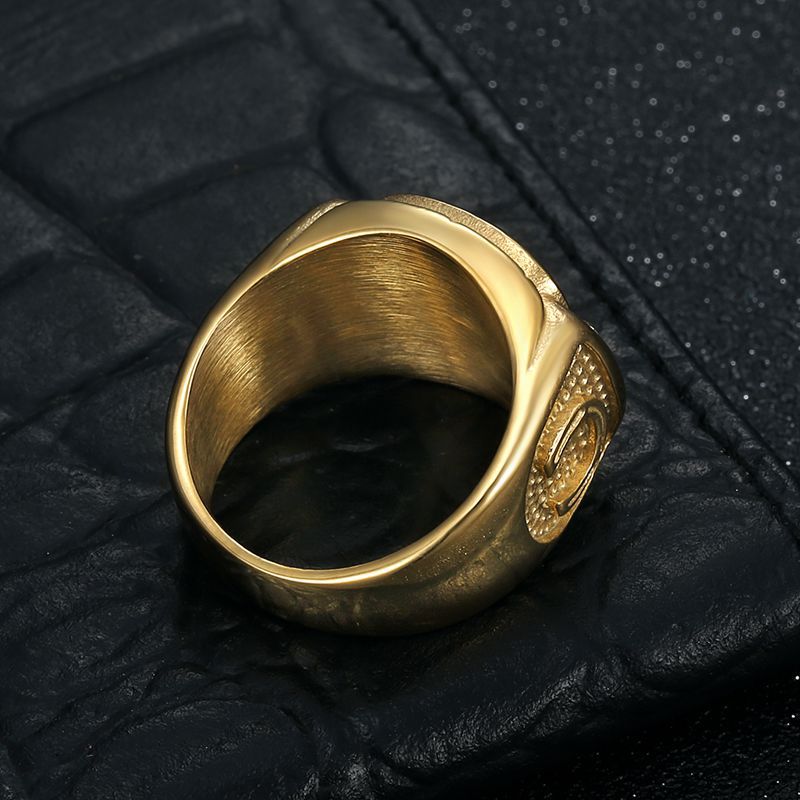 Gold-Plated Human Figure Rhinestone Signet Ring — view 3