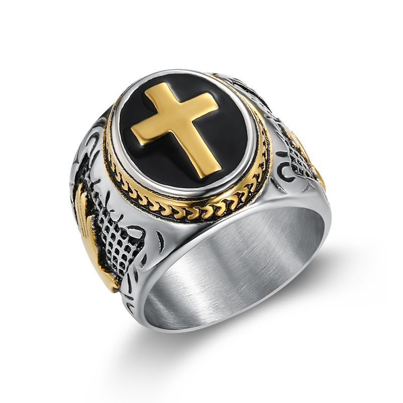 Gold-Plated God's Hand Cross Signet Ring — Rings | MAOLE Fine Jewelry