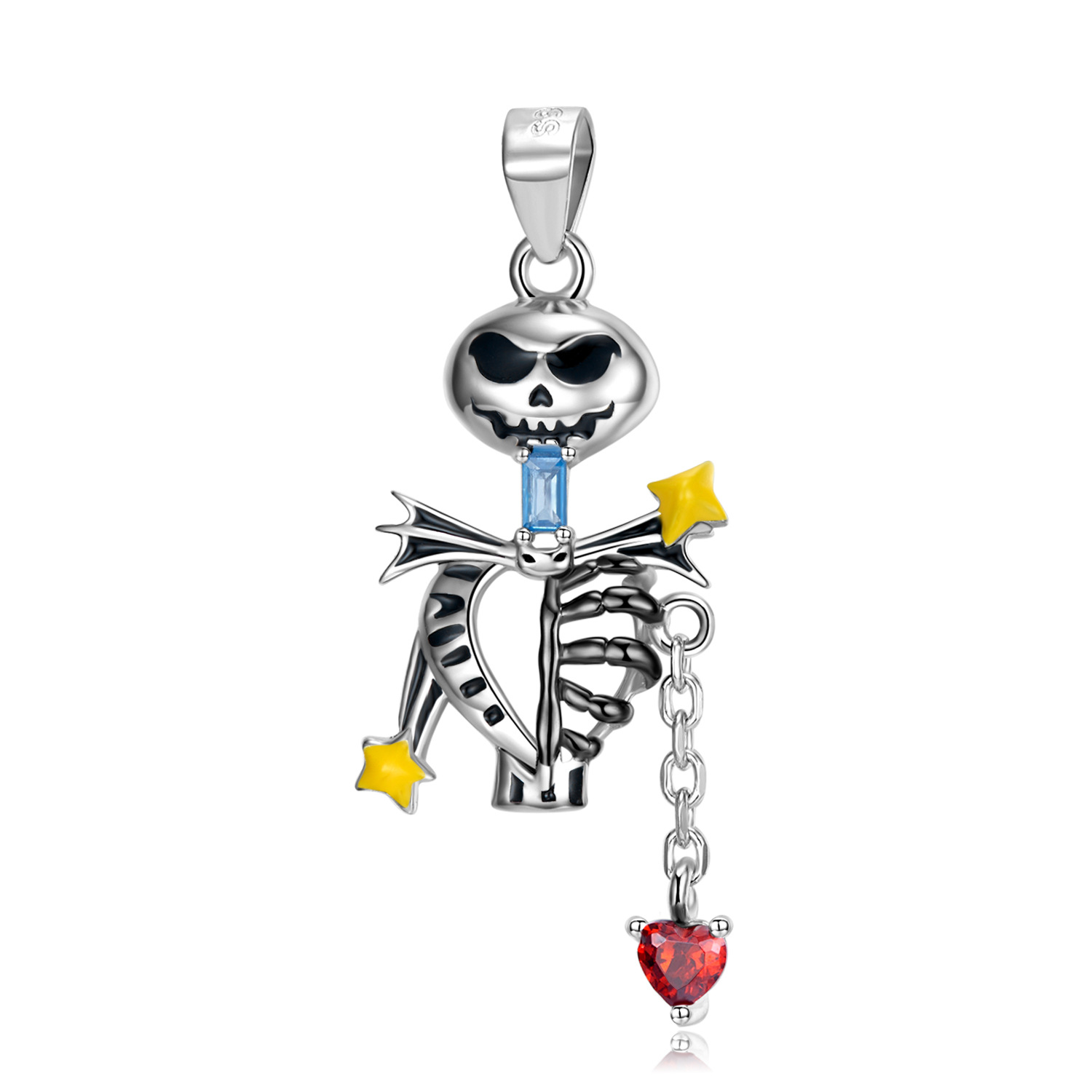 S925 Sterling Silver Skull Skeleton Pendant with Chain — Charms | MAOLE Fine Jewelry