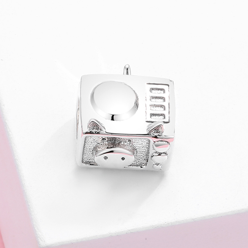 Pig Oven Charm - 925 Sterling Silver Cute Pig Pendant — view 3