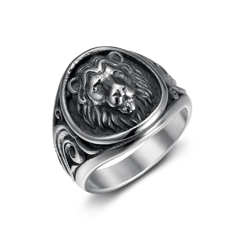 Steel Lion Head Signet Ring — Rings | MAOLE Fine Jewelry