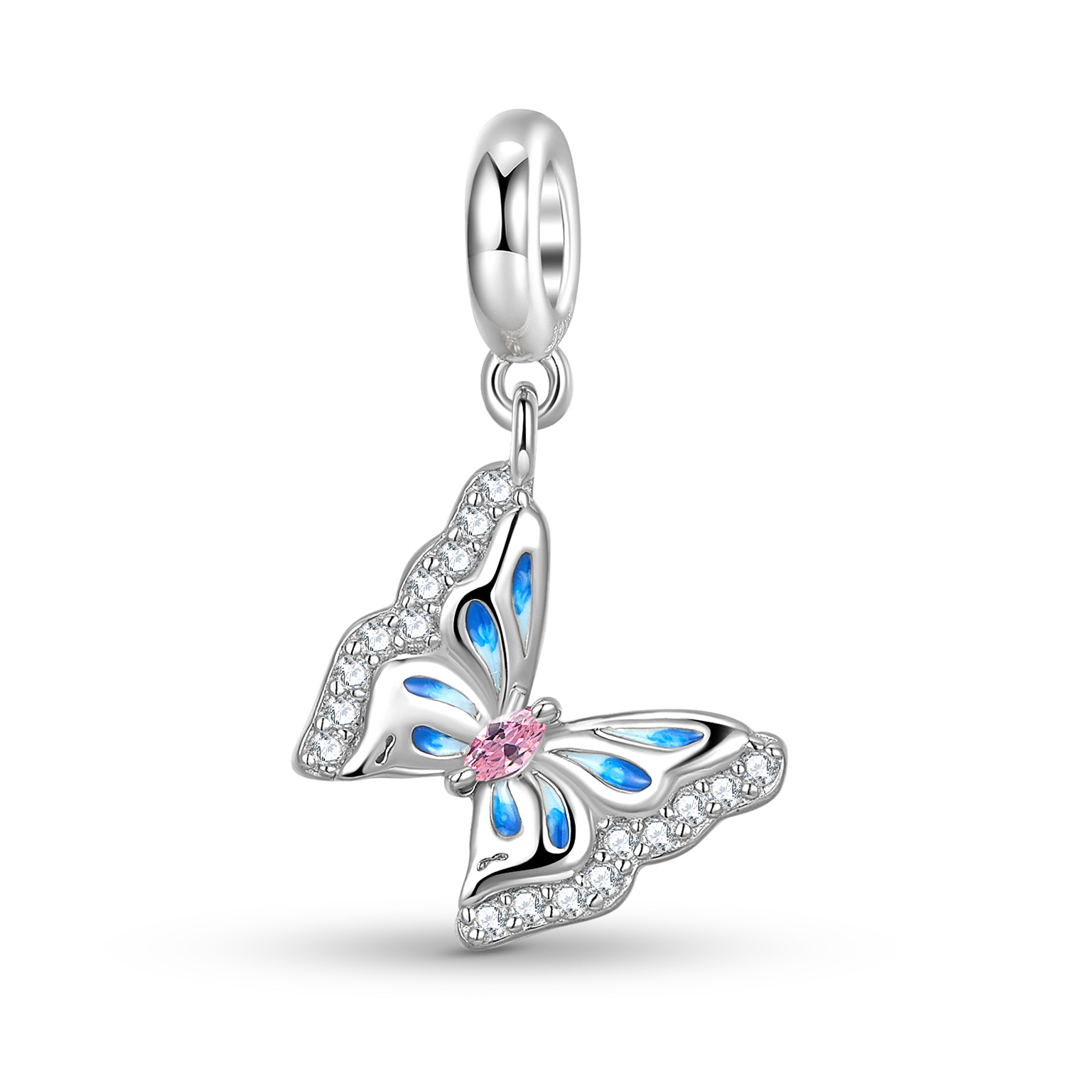 Fashion Butterfly Charm - 925 Sterling Silver Cubic Zirconia Pendant — Charms | MAOLE Fine Jewelry