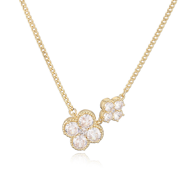 18K Gold Plated Colorful Crystal Flower Necklace - Elegant Floral Clavicle Chain 7
