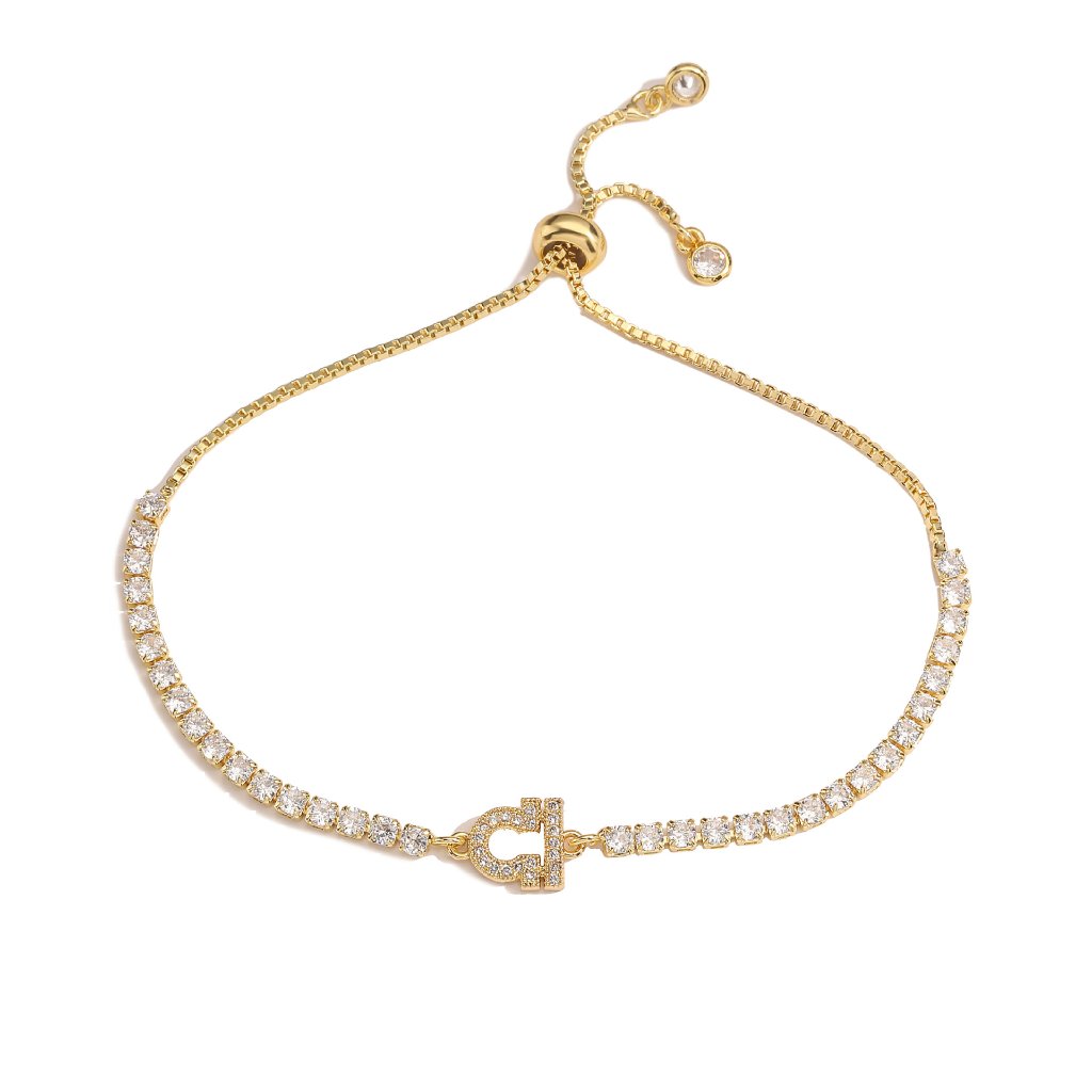 Zodiac Sign Adjustable Tennis Bracelet - Zirconia Constellation Charm Bolo Bracelet — Silver - Pisces