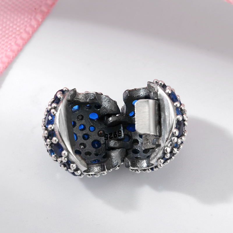Clip Series 925 Sterling Silver Bead Charm - 5 Colors — Blue & White