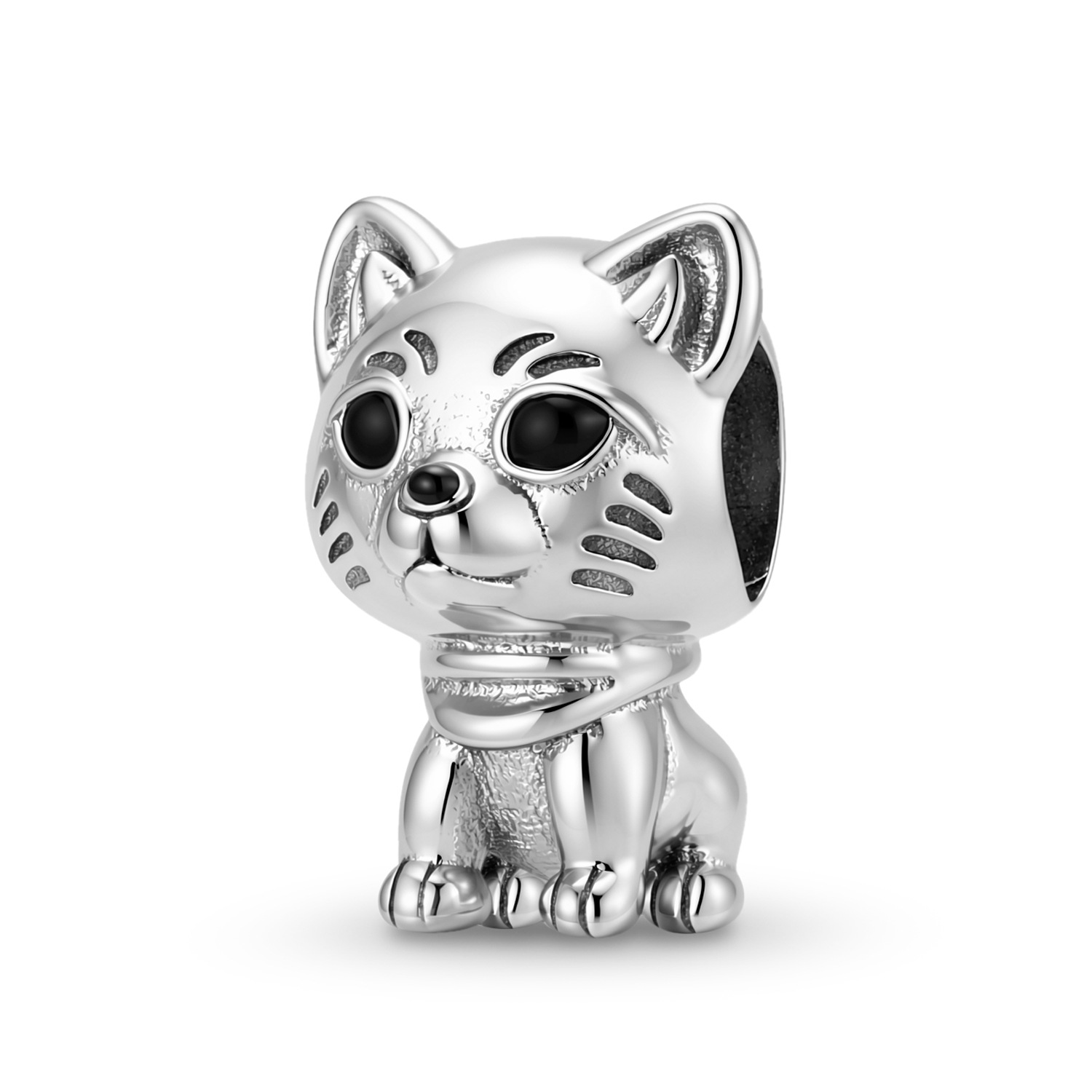S925 Sterling Silver Cute Cat Charm - Adorable Pet Bracelet Bead — Charms | MAOLE Fine Jewelry