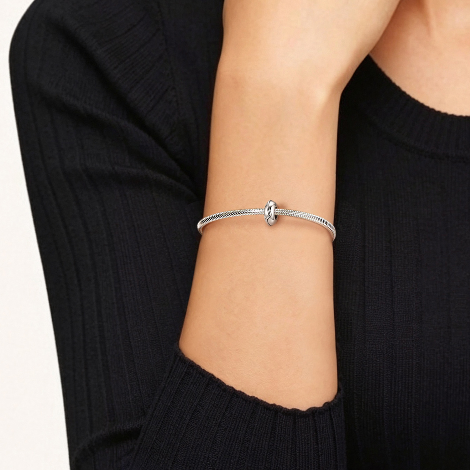 S925 Sterling Silver Minimalist Line Spacer Charm - Fashion DIY Bracelet Bead — view 2