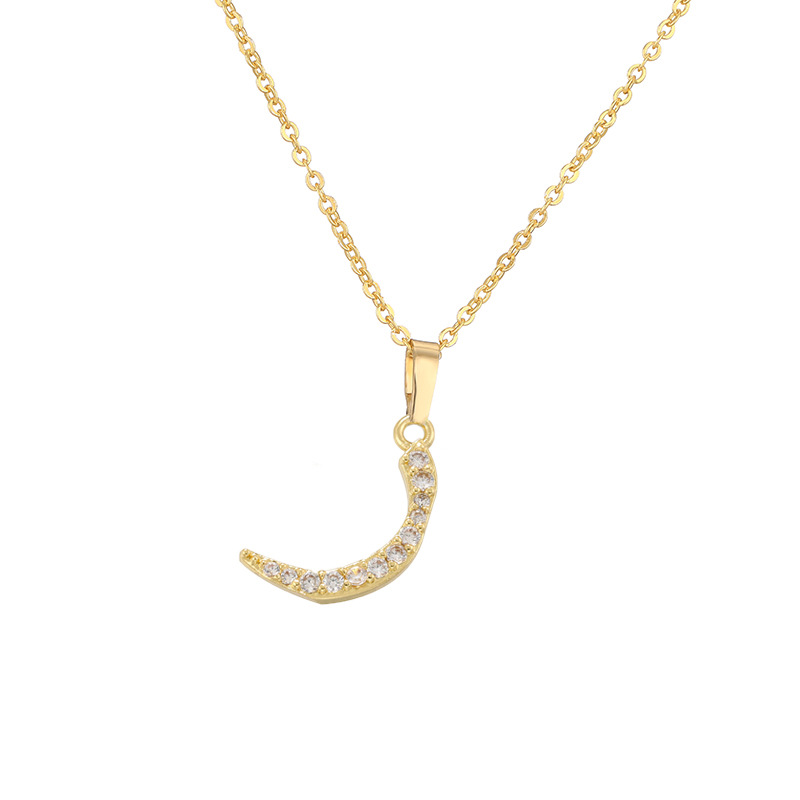 Copper Inlaid Zircon Arabic Letter Pendant Necklace Personalized Hip-Hop Letter Chain 13