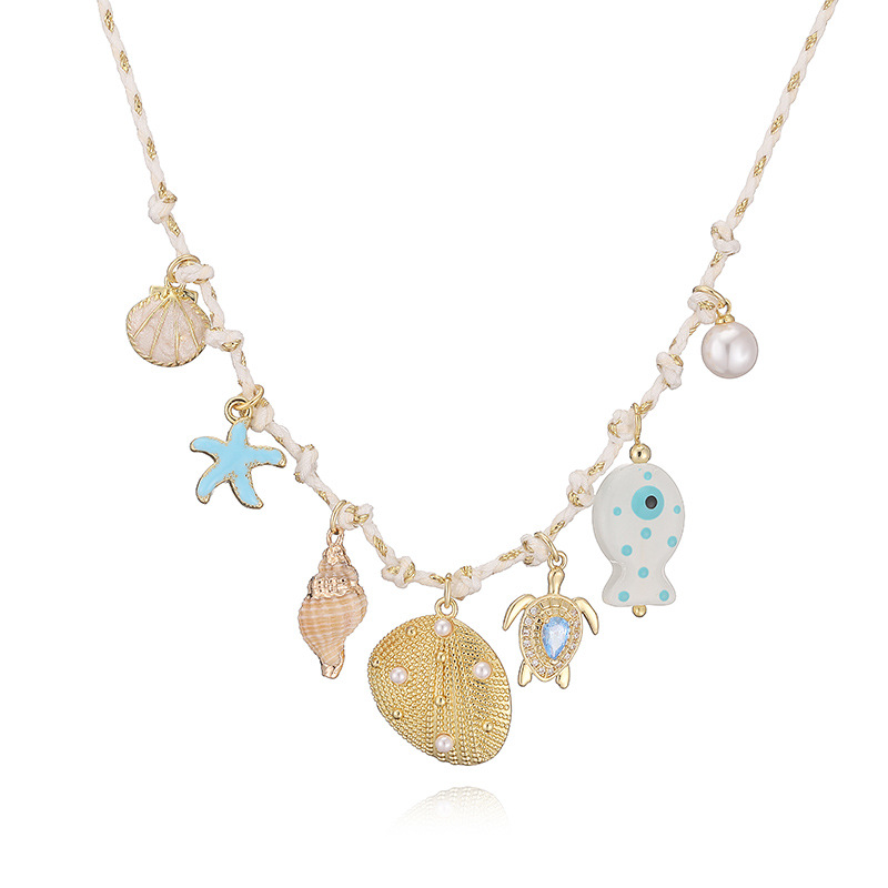 Sweet Dopamine Ocean-Themed Charm Necklace (Seashells, Starfish, Conch, Tropical Fish, Sea Turtle) — Charms | MAOLE Fine Jewelry
