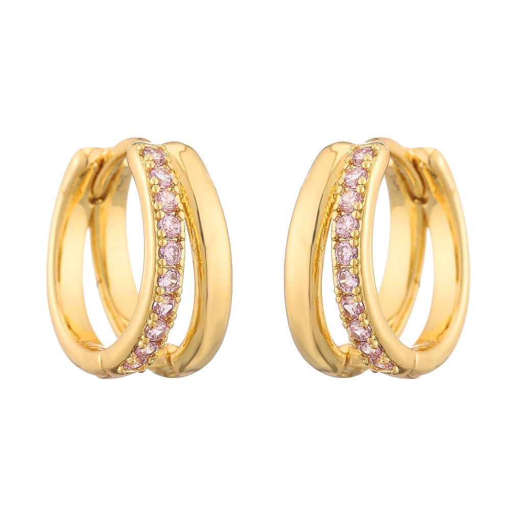 Advanced Dual-Ring Colorful Zirconia Hoop Huggie Earrings - Stylish Personalized Fashion Ear Accessory 7