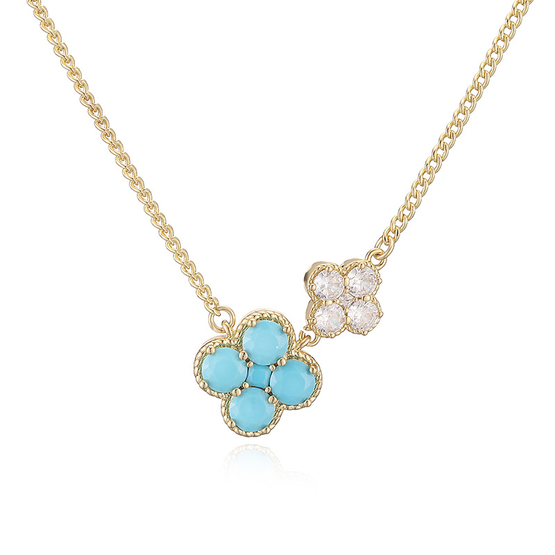 18K Gold Plated Colorful Crystal Flower Necklace - Elegant Floral Clavicle Chain 6