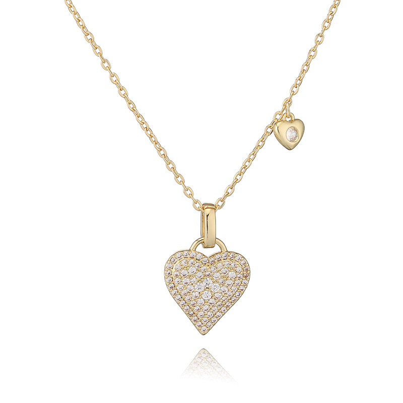 Exquisite Heart Pendant Necklace with Colorful Stones - Elegant Minimalist Clavicle Chain 4