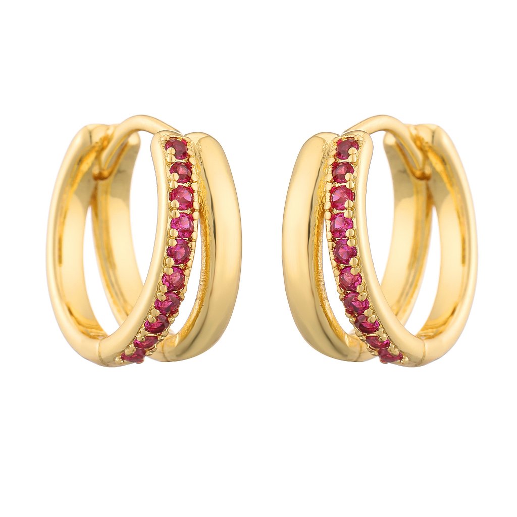 Advanced Dual-Ring Colorful Zirconia Hoop Huggie Earrings - Stylish Personalized Fashion Ear Accessory 8