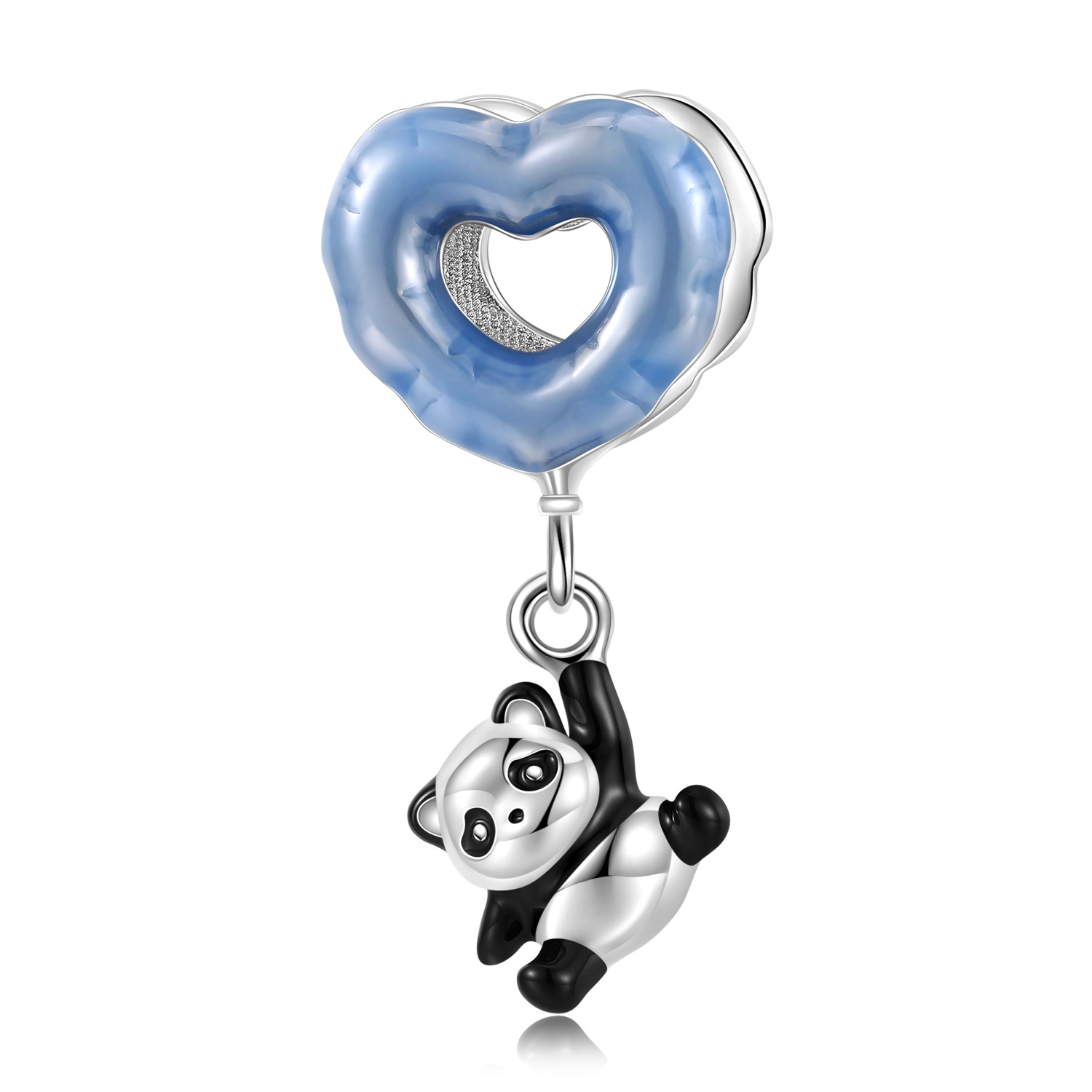 Colorful Heart Balloon Panda Charm 925 Sterling Silver Big Hole Bead for DIY Bracelet — Charms | MAOLE Fine Jewelry