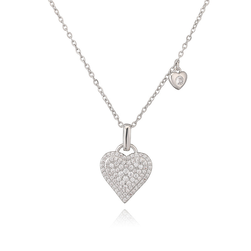 Exquisite Heart Pendant Necklace with Colorful Stones - Elegant Minimalist Clavicle Chain 9