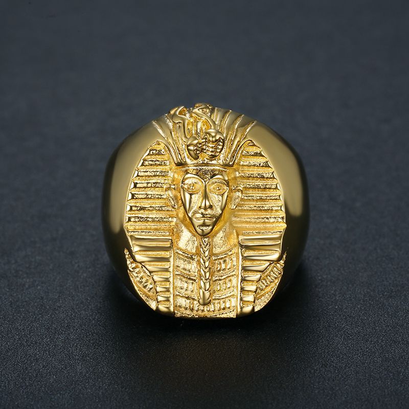 Gold-Plated Egyptian Pharaoh Signet Ring — view 2