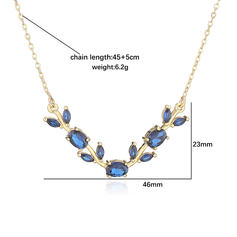 Exquisite Light-Luxury Copper Inlaid Colorful Zirconia Tulip Necklace - Sweet Versatile Branch-Leaf Flower Petal Collar Chain 2