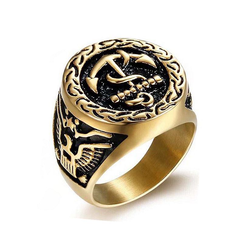 Vintage Gold Eagle and Anchor Signet Ring — Rings | MAOLE Fine Jewelry