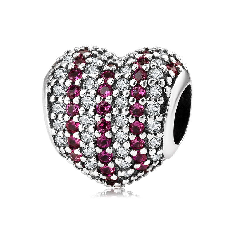 Sparkling Heart Pave Charm Bead S925 Sterling Silver Valentine's Day Gift for Bracelet — Charms | MAOLE Fine Jewelry