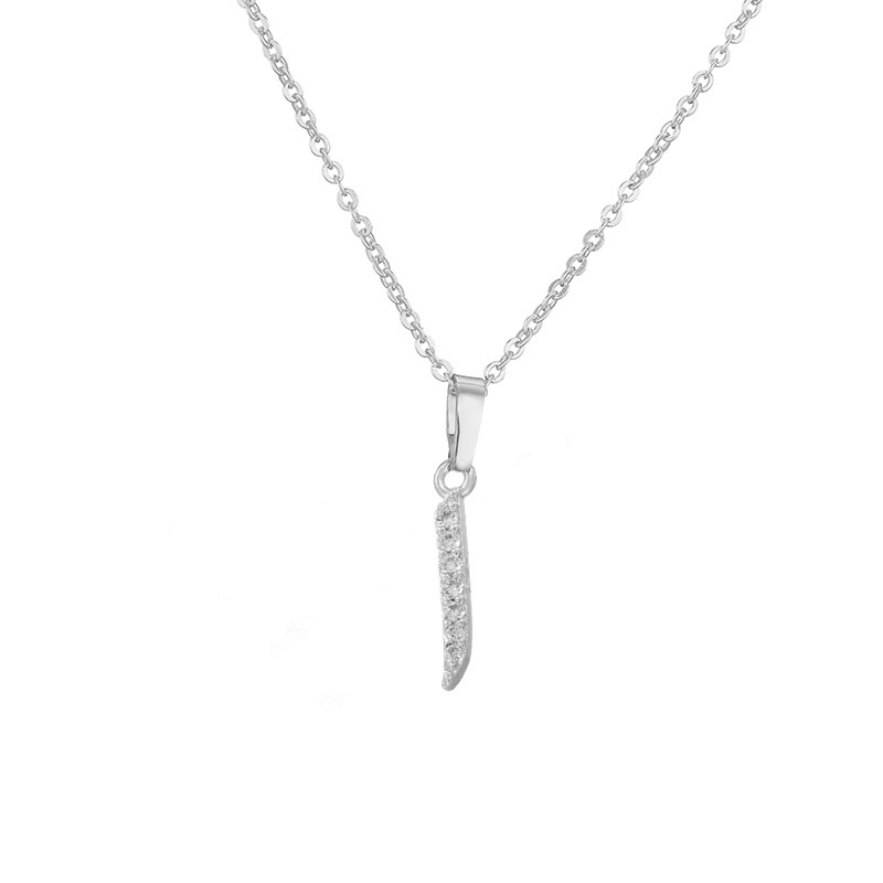 Copper Inlaid Zircon Arabic Letter Pendant Necklace Personalized Hip-Hop Letter Chain Silver Tone 18