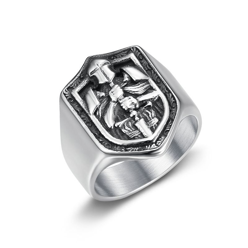 Steel Templar Knight Crusader Signet Ring — Rings | MAOLE Fine Jewelry