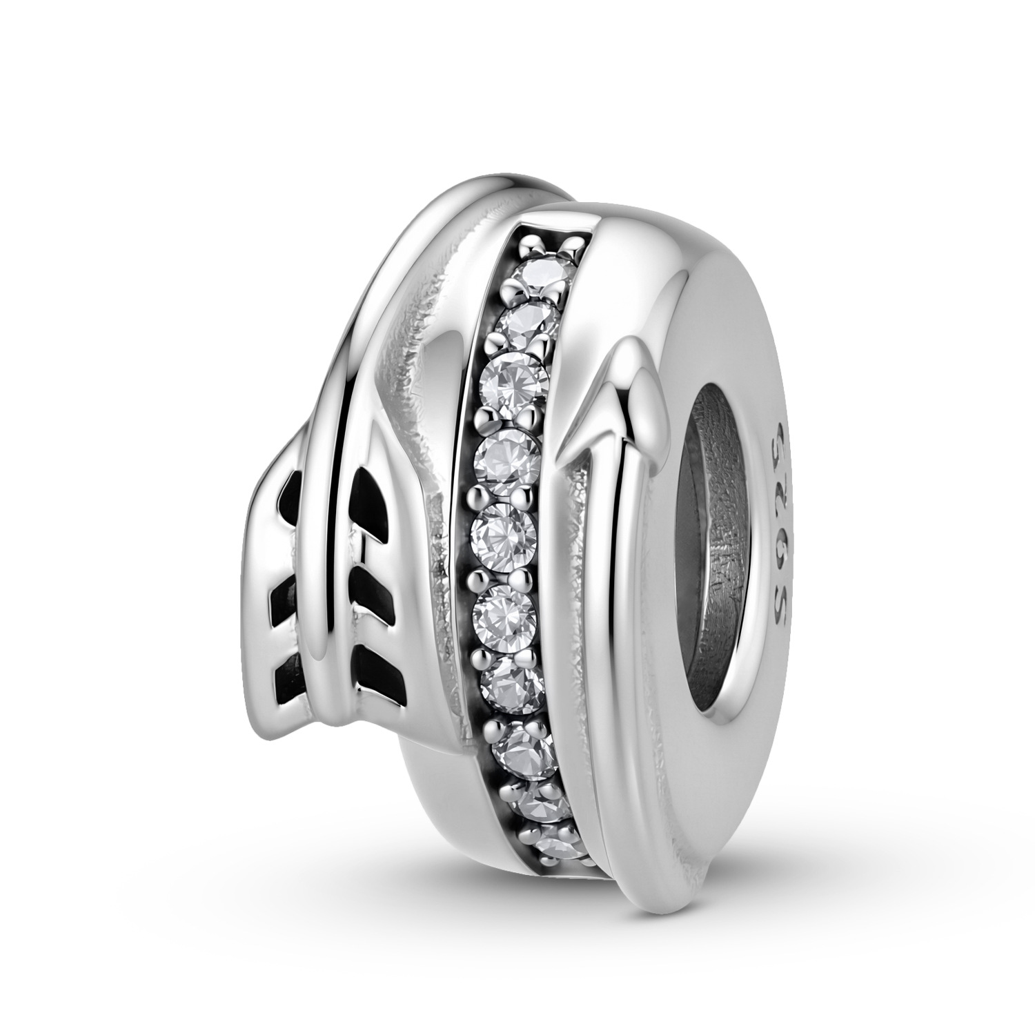 S925 Pure Silver European & American Style Full-Diamond Arrow Spacer Bead — Fashion Minimalist Beaded Bracelet Accessory — Charms | MAOLE Fine Jewelry