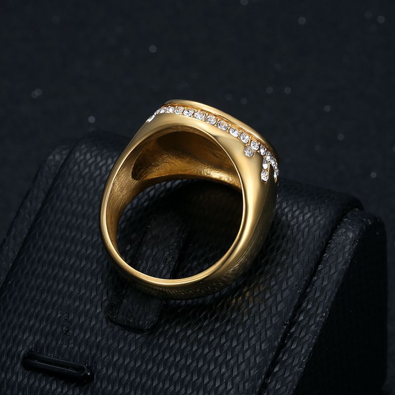 Gold-Plated Virgin Mary Rhinestone Signet Ring — view 4
