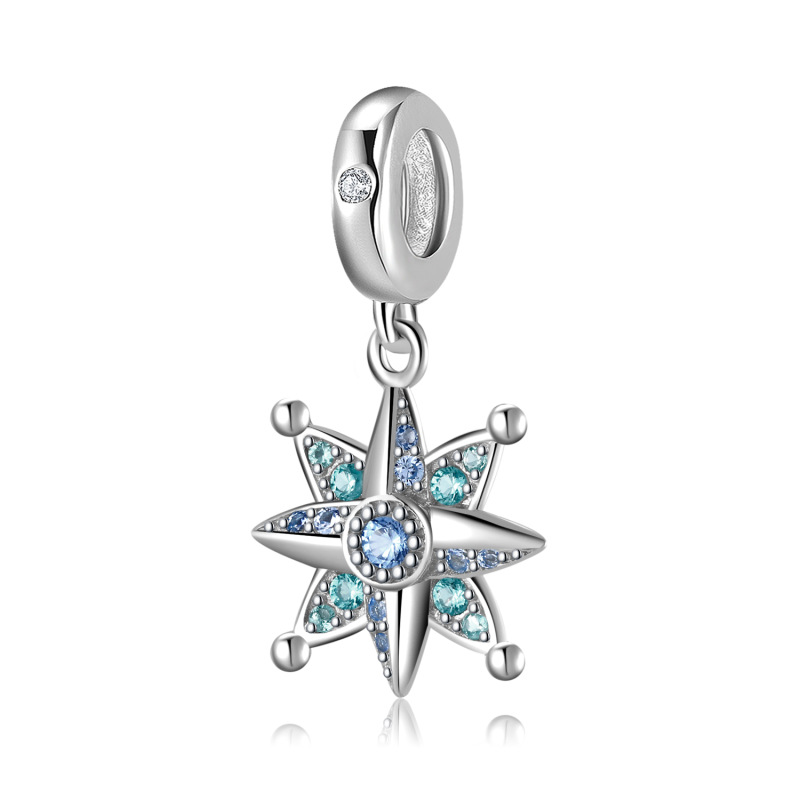 Eight-Pointed Star Charm - 925 Sterling Silver Blue Zircon Pendant — Charms | MAOLE Fine Jewelry