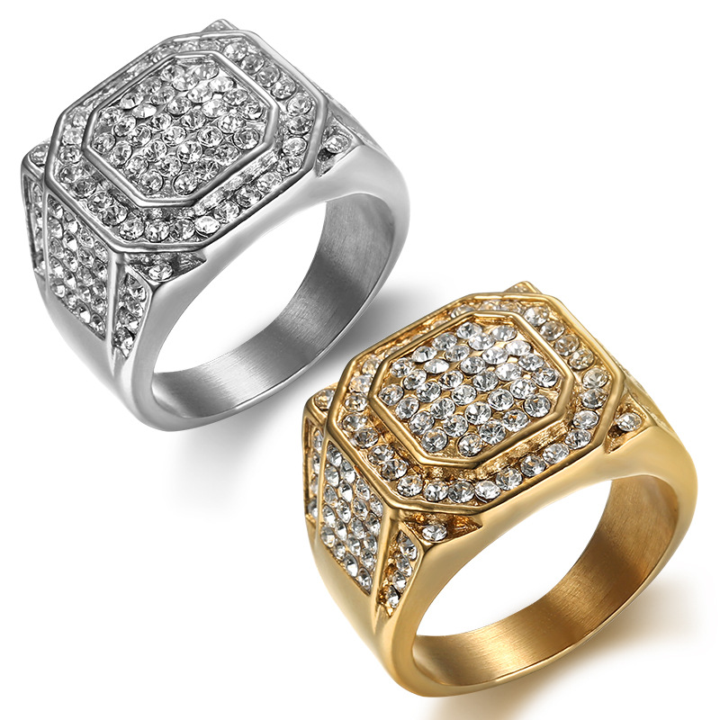Iced-Out Octagonal Rhinestone Signet Ring — Rings | MAOLE Fine Jewelry