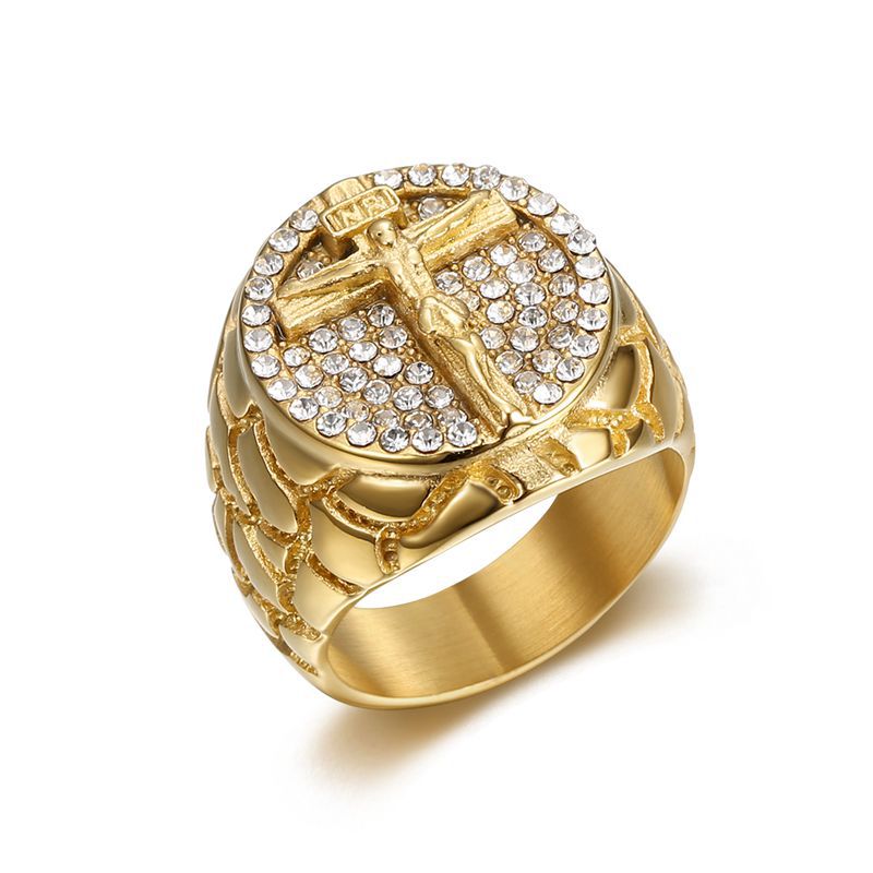 Hip-Hop Crucifix Rhinestone Ring — Rings | MAOLE Fine Jewelry