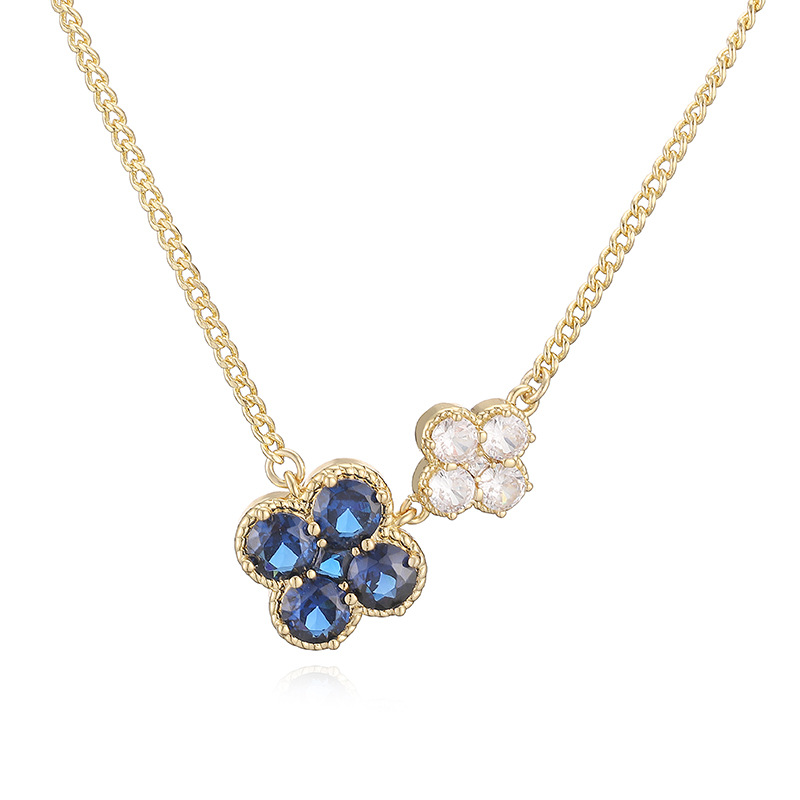 18K Gold Plated Colorful Crystal Flower Necklace - Elegant Floral Clavicle Chain 12