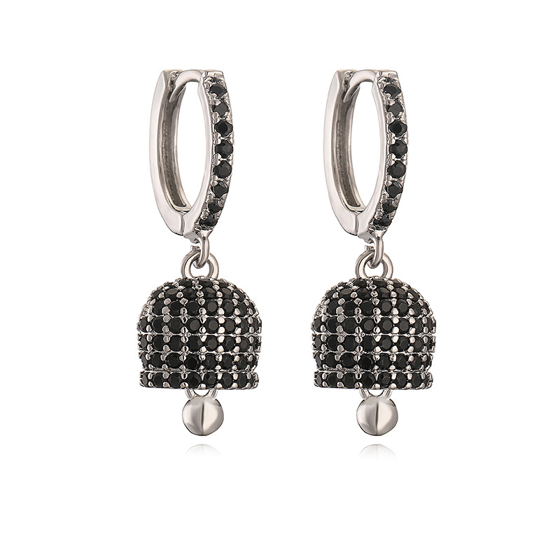 Fashion Luxury Copper Inlaid Colored Diamond Bell Earrings - Niche High-End Bell-Shaped Jewelry 15