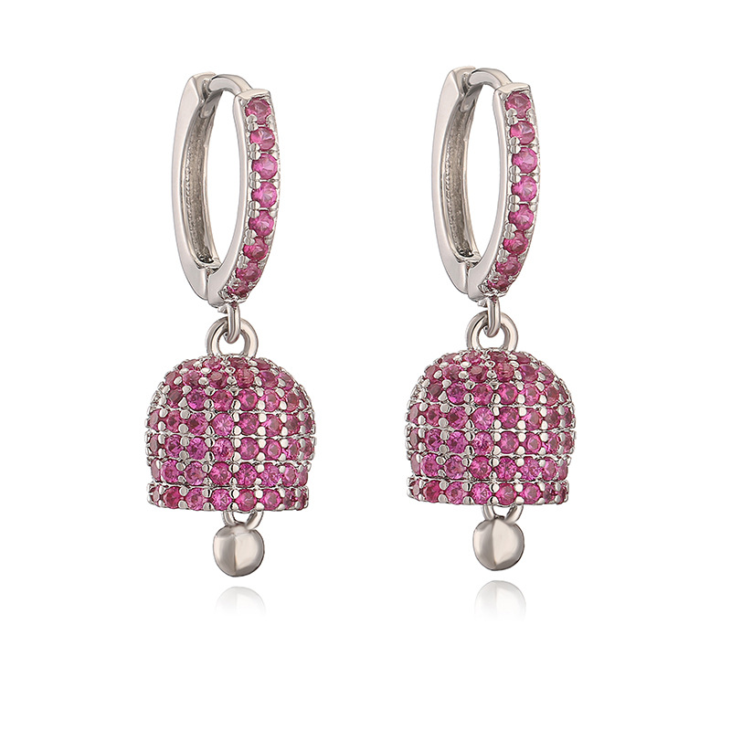 Fashion Luxury Copper Inlaid Colored Diamond Bell Earrings - Niche High-End Bell-Shaped Jewelry 11