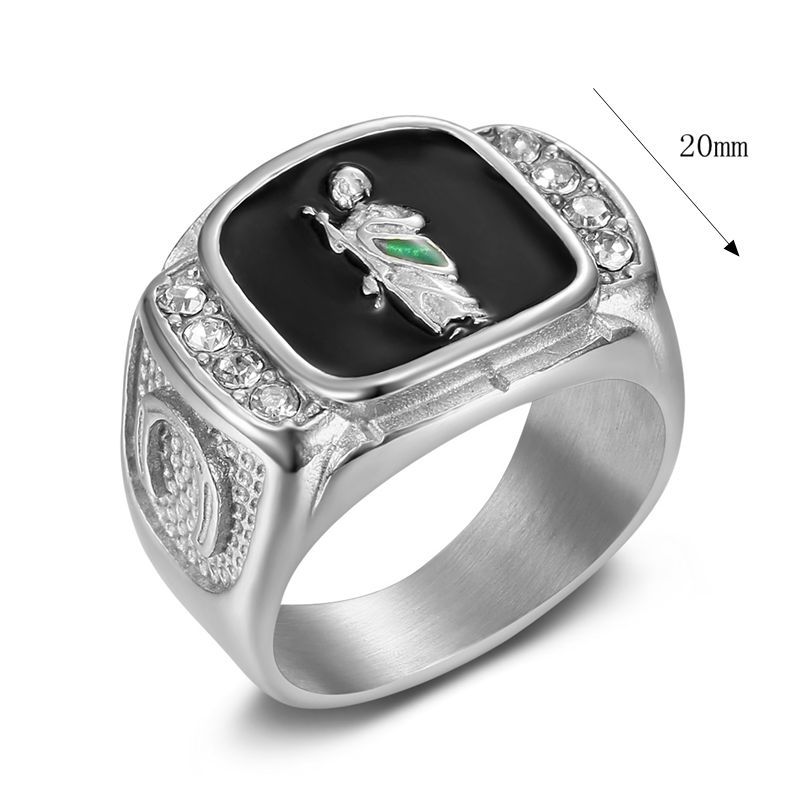 Steel Human Figure Rhinestone Signet Ring — Rings | MAOLE Fine Jewelry