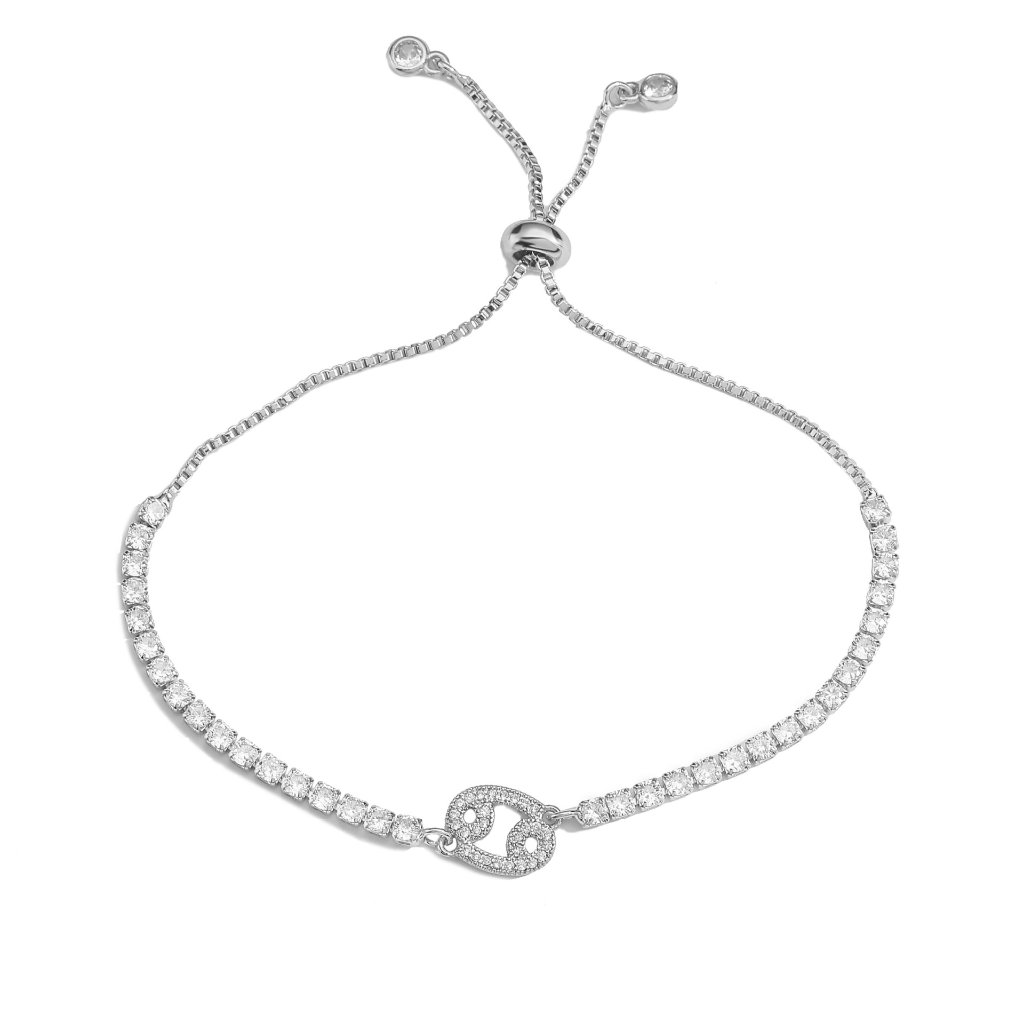 Zodiac Sign Adjustable Tennis Bracelet - Zirconia Constellation Charm Bolo Bracelet — Gold - Scorpio