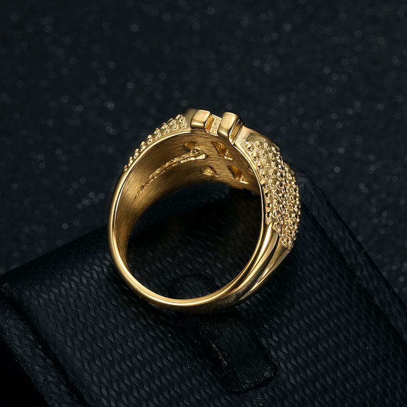Gold-Plated Rhinestone Dollar Sign Signet Ring — view 2