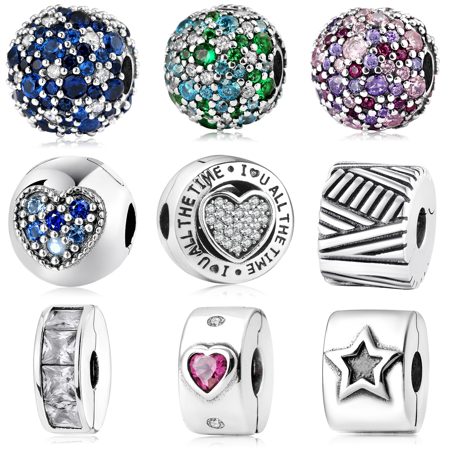 Clip Series 925 Sterling Silver Bead Charm - 5 Colors — Charms | MAOLE Fine Jewelry