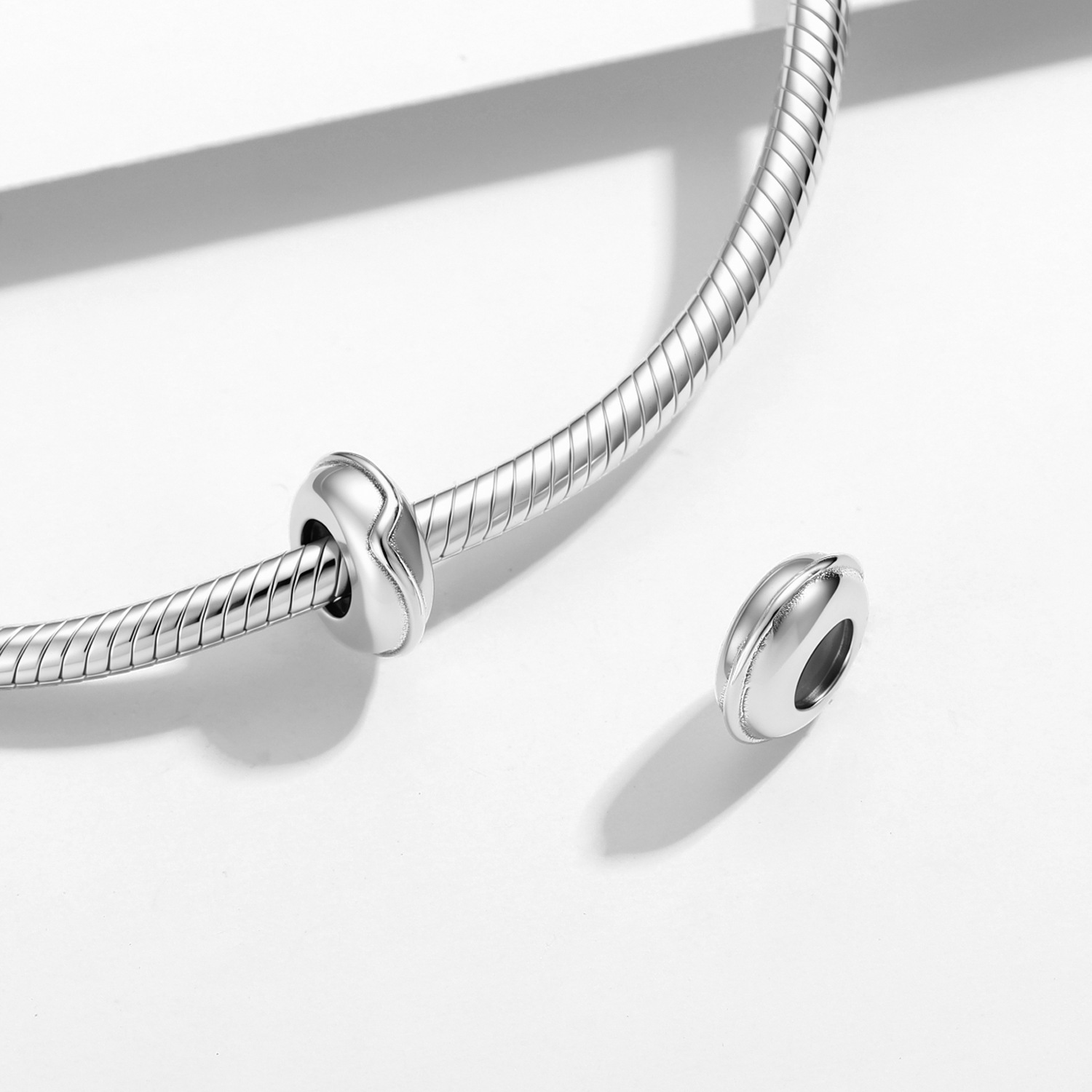 S925 Sterling Silver Minimalist Line Spacer Charm - Fashion DIY Bracelet Bead — view 3
